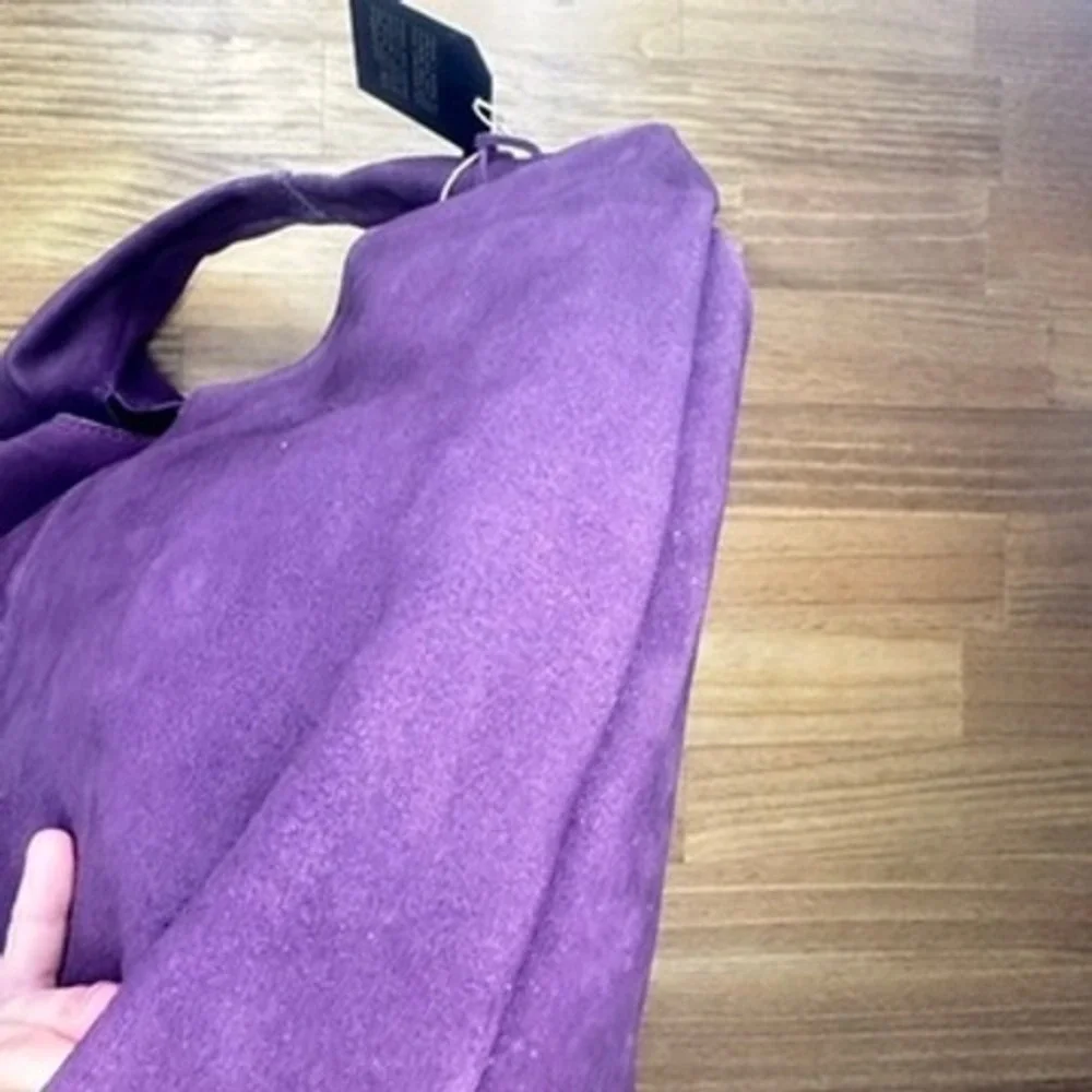 Deep Purple Genuine Suede Hobo Bag Slouchy Shoulder Purse NWT